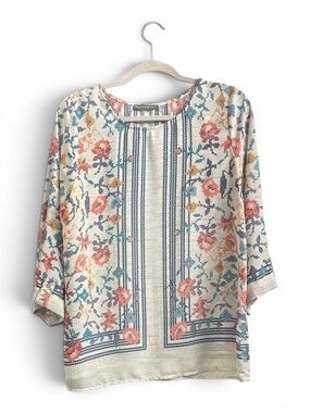 Brixon Ivy Cream Floral Embroidered Boxy Tunic